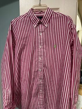 Large Blake Ralph Lauren Polo Pink Stripe Button-Down Men's Shirt
